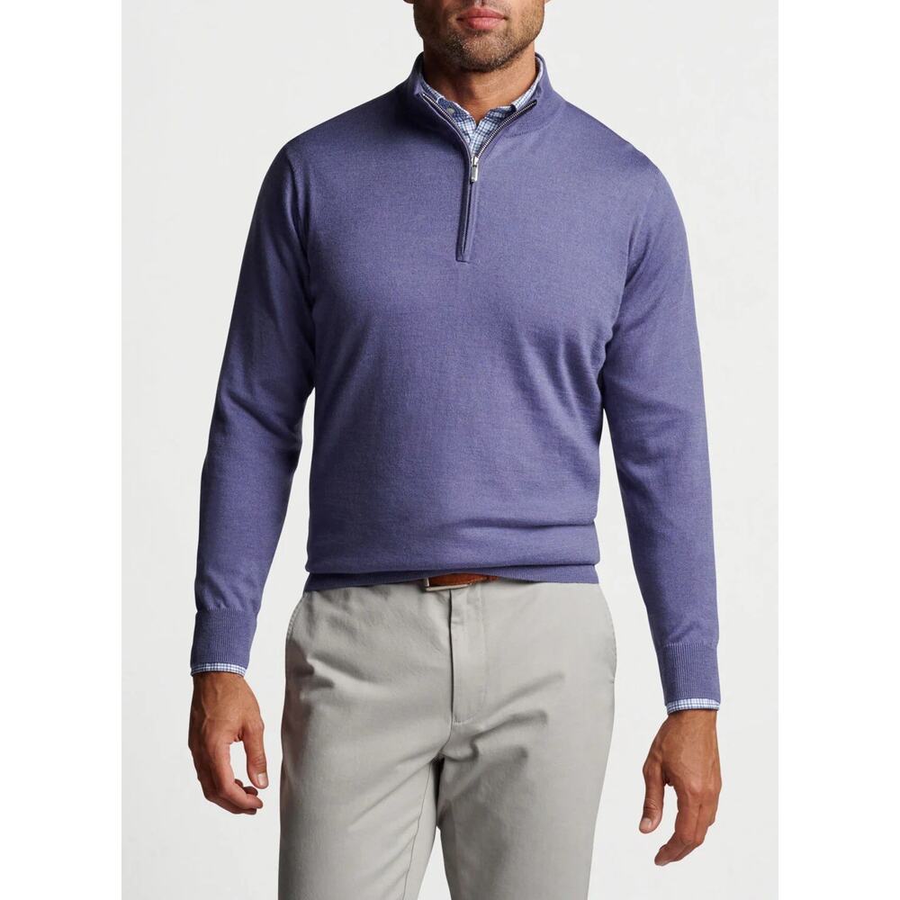 Peter Millar Autumn Crest Quarter Zip Merino Wool Sweater Men's XXL Wild Verbana